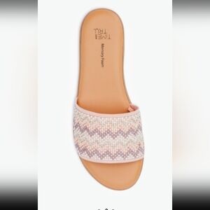 T T  Beaded Slide Sandals, Size 7.5